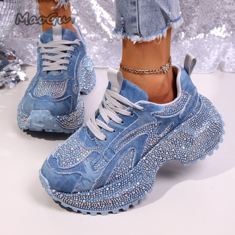 Luxury Lifestyle Shoes - Mode Strass Dames Chunky Sneakers Dikke